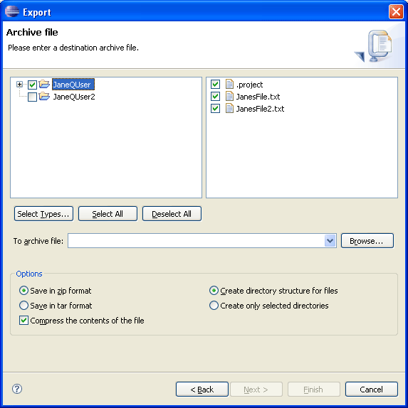 ZIP file export