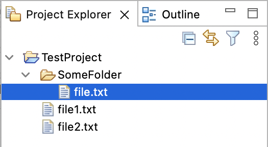 Two views with tabs, project explorer view active