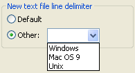 Screenshot of default delimiter dialog