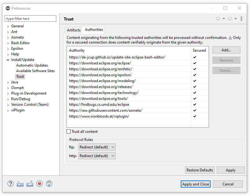 Trusted Authorities Preferences